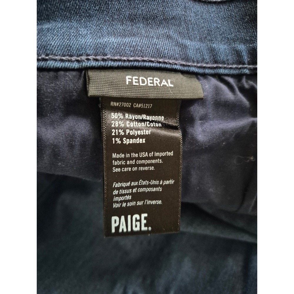 PAIGE Federal Slim Straight Leg Jeans Matson Dark Indigo Blue Mens Size 34 - Picture 5 of 8